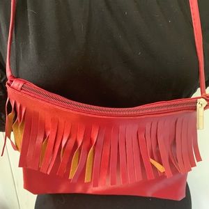 Red Fringe Bag NWOT
